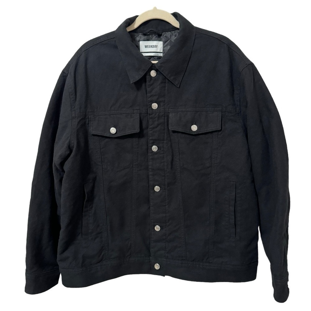 WEEKDAY Men’s Milton Overdized Flannel Black Button Up Jacket Size Large